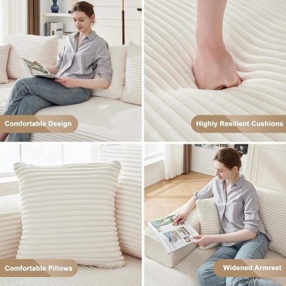 110” Cloud Sectional Couch, Boneless Sofa for Living Room 
