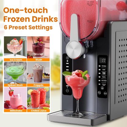 Slushie & Soft Serve Machine with 6 Preset Programs, Auto-Clean & LED Display