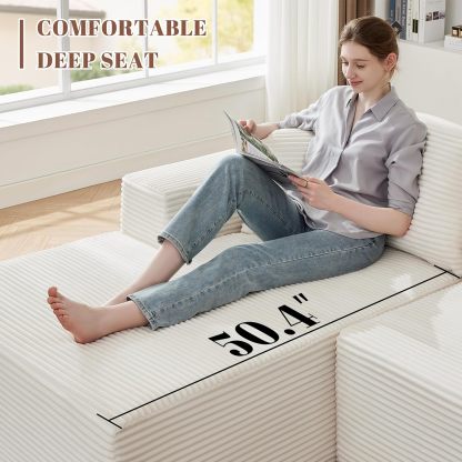110” Cloud Sectional Couch, Boneless Sofa for Living Room 