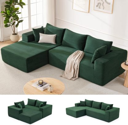 110” Cloud Sectional Couch, Boneless Sofa for Living Room 
