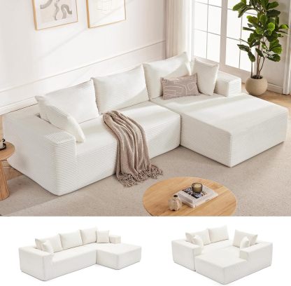 110” Cloud Sectional Couch, Boneless Sofa for Living Room 