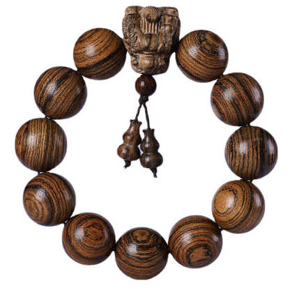 Buddha Stones Rosewood Green Sandalwood Small Leaf Red Sandalwood Agarwood Dragon Carved Protection Bracelet Bracelet BS 21