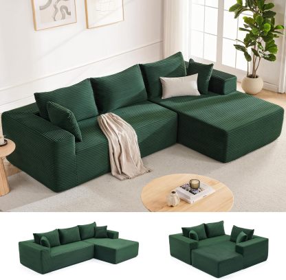 110” Cloud Sectional Couch, Boneless Sofa for Living Room 