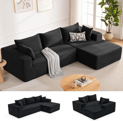 110” Cloud Sectional Couch, Boneless Sofa for Living Room 