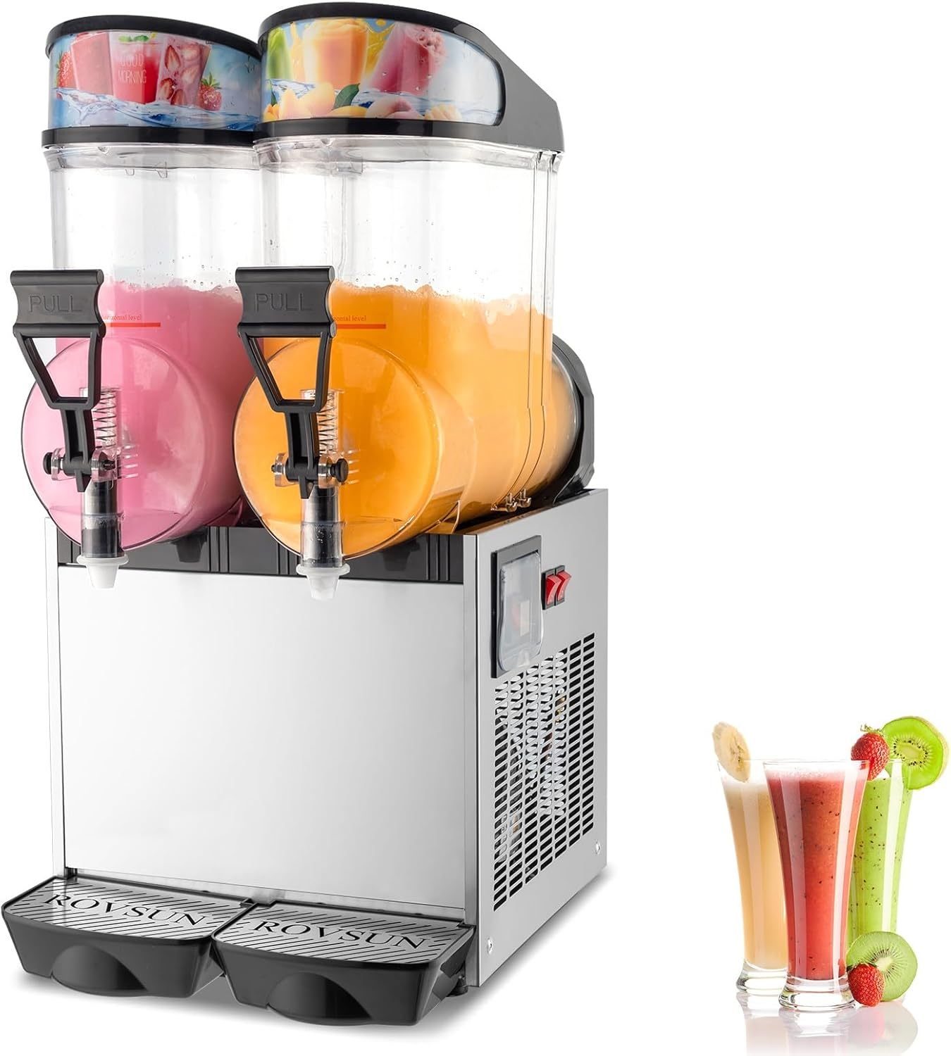 15L x 2 Tank Margarita Maker, 1000W Stainless Steel Smoothie Frozen Drink Maker