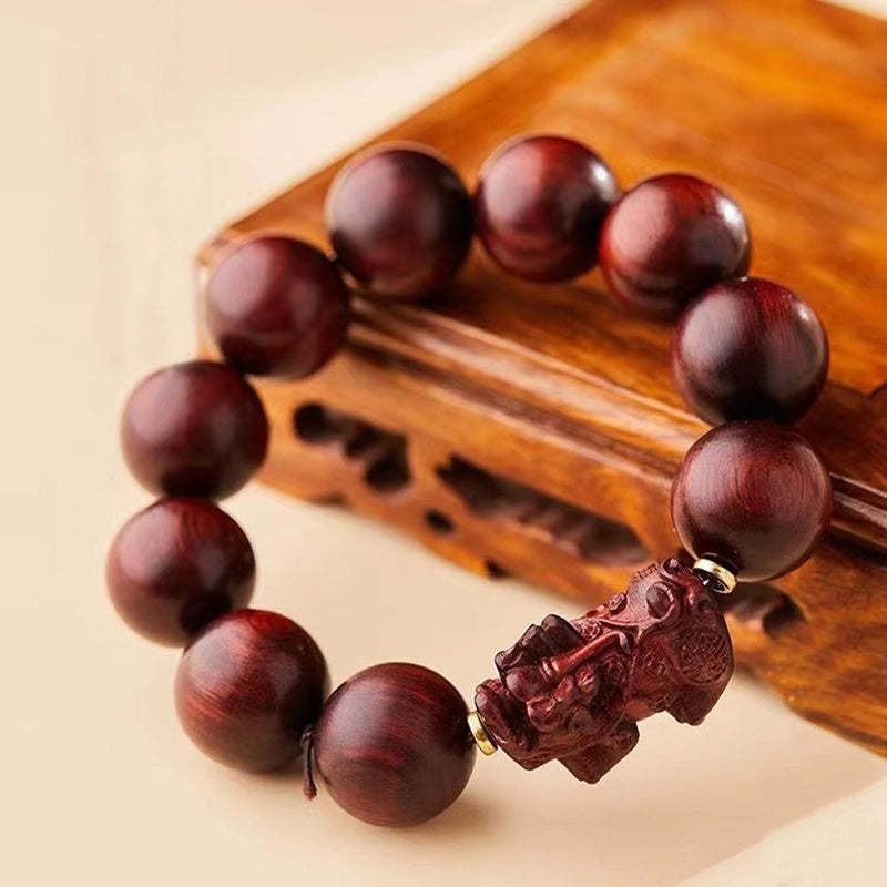 Buddha Stones Small Leaf Red Sandalwood PiXiu Protection Bracelet Bracelet BS 1