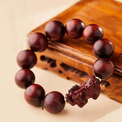 Buddha Stones Small Leaf Red Sandalwood PiXiu Protection Bracelet Bracelet BS 1