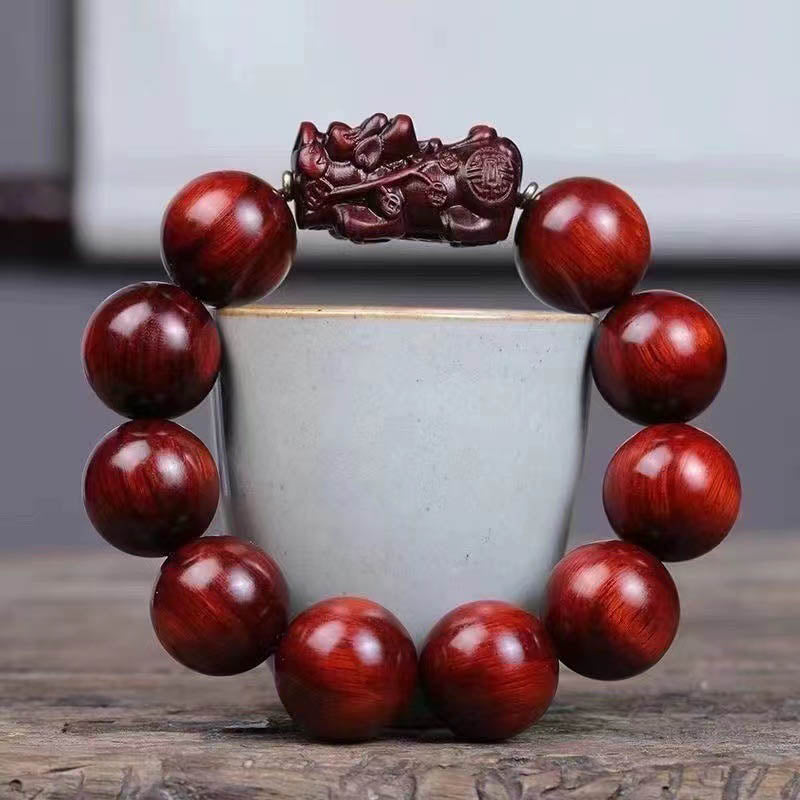 Buddha Stones Small Leaf Red Sandalwood PiXiu Protection Bracelet Bracelet BS 3