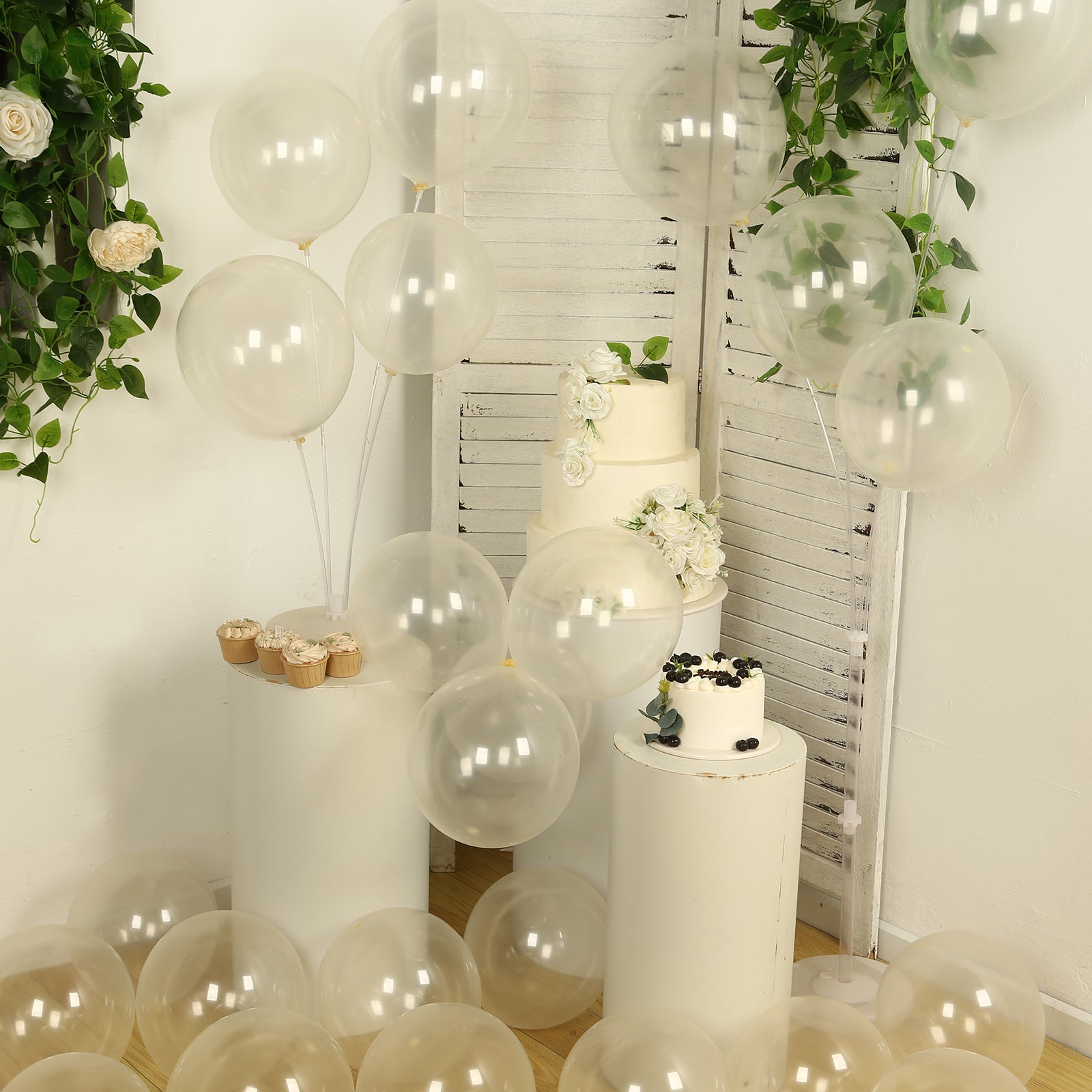 50 Pack Clear Biodegradable Balloons, 12" Thickened Extra Strong Eco-friendly Latex Helium Party Balloons