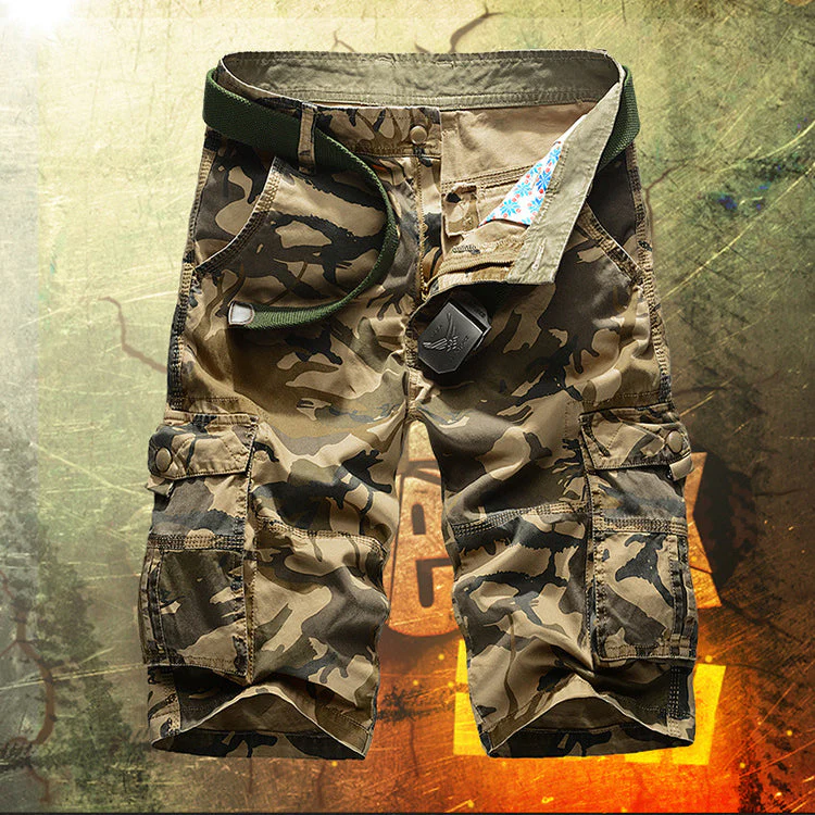 HomyJoy Casual Cotton Camo Multi-pocket Men Shorts