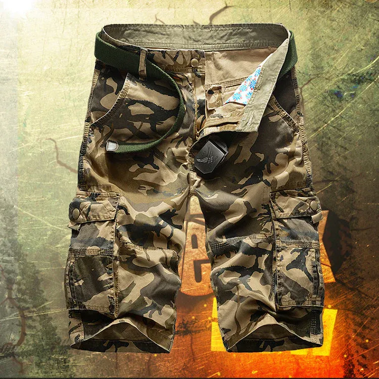 HomyJoy Casual Cotton Camo Multi-pocket Men Shorts