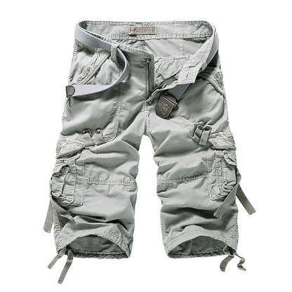 Men's Multi Pocket Plain Cargo Shorts