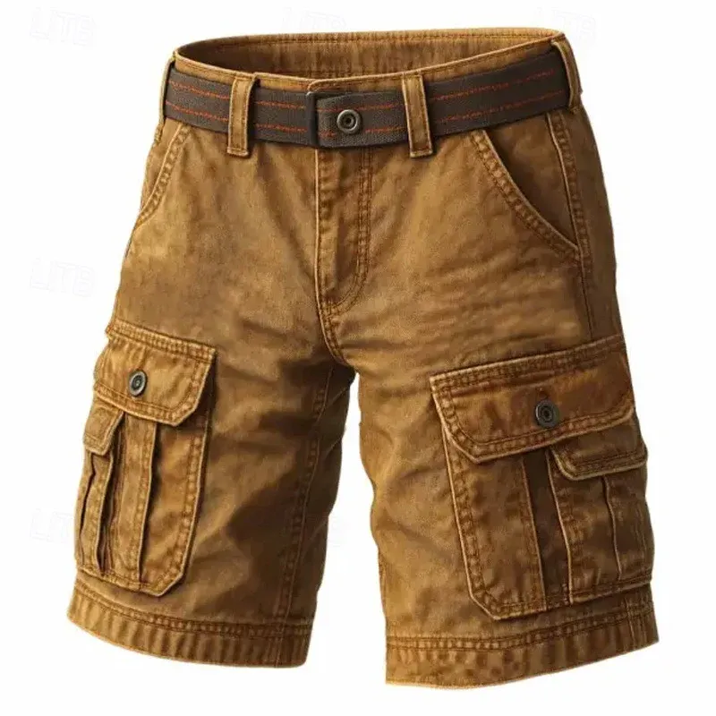 HomyJoy Men's Vintage Washed Cargo Shorts