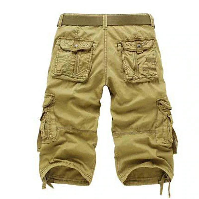 Men's Solid Color Multi-pocket Cargo Shorts