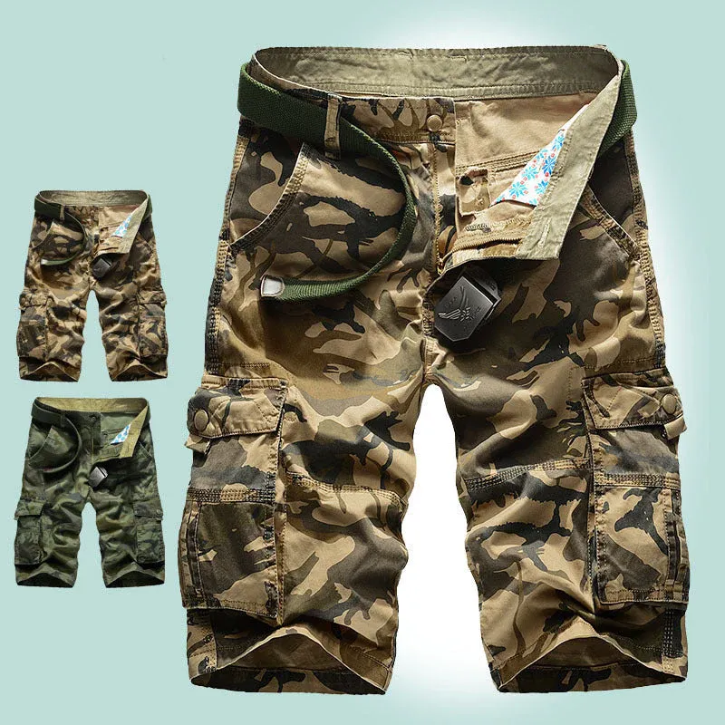 HomyJoy Casual Cotton Camo Multi-pocket Men Shorts