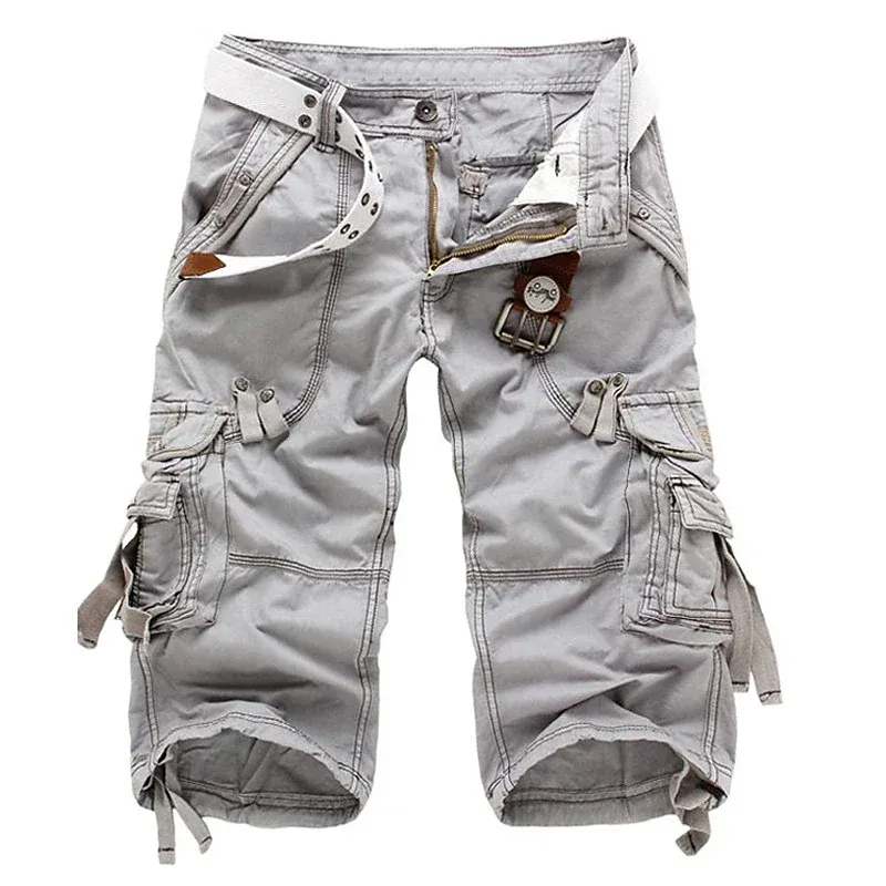 Men's Solid Color Multi-pocket Cargo Shorts