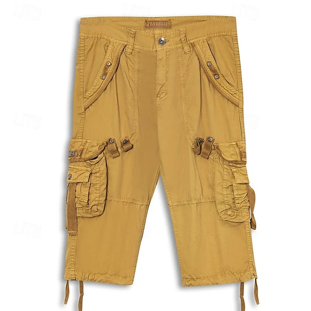 Men's Multi Pocket Plain Cargo Shorts