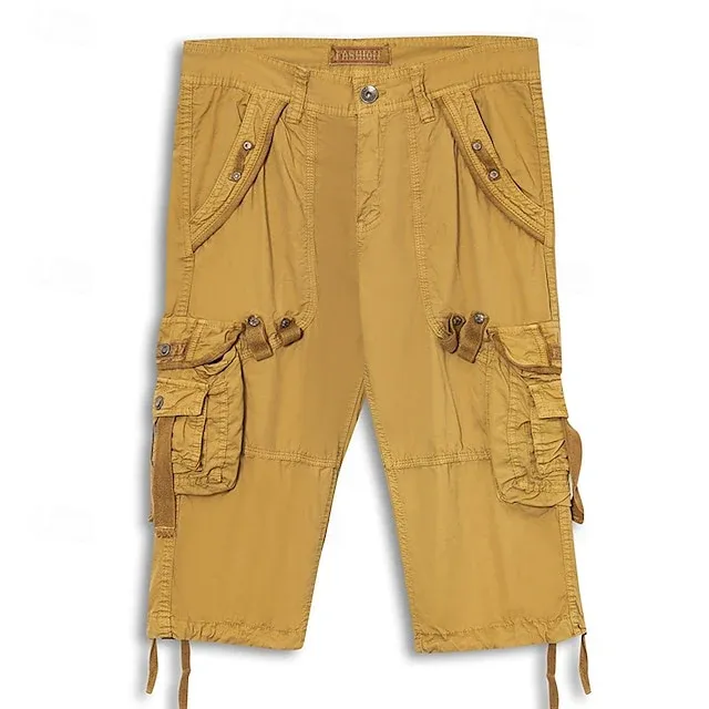 Men's Multi Pocket Plain Cargo Shorts