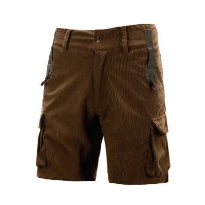 HomyJoy Men's Multi-Pocket Corduroy Cargo Shorts