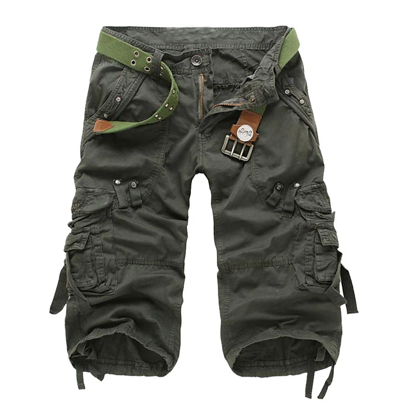 Men's Solid Color Multi-pocket Cargo Shorts
