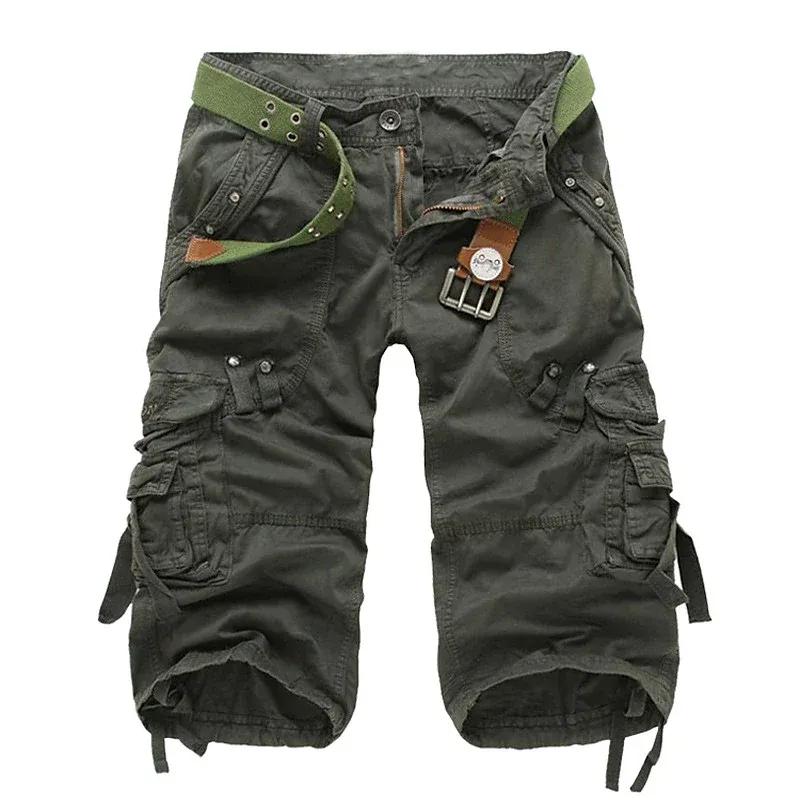 Men's Solid Color Multi-pocket Cargo Shorts