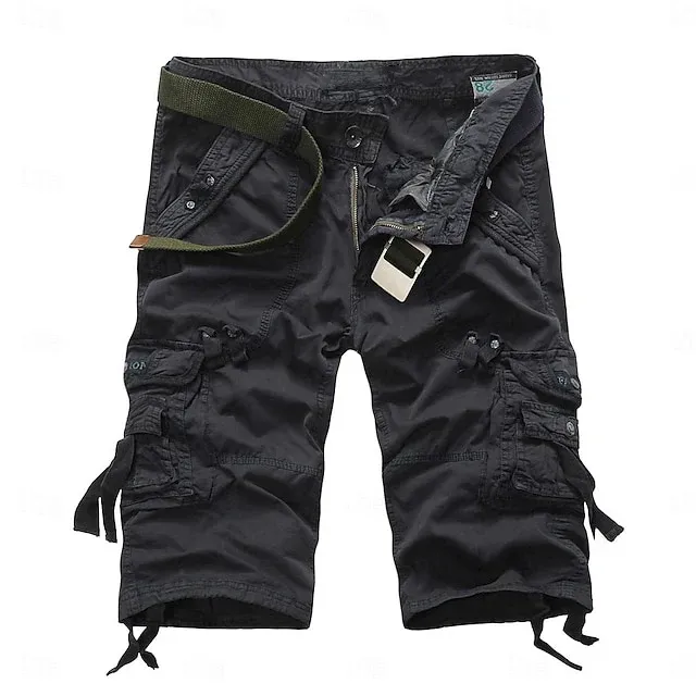 Men's Multi Pocket Plain Cargo Shorts