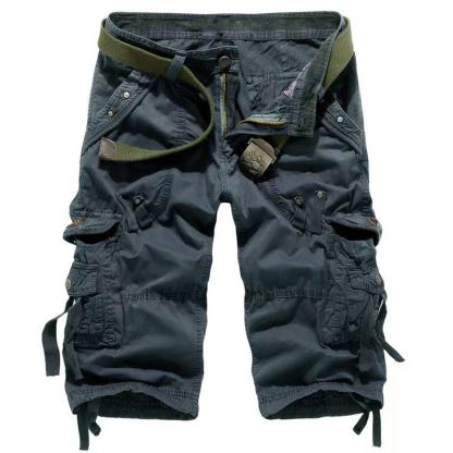 Men's Multi Pocket Plain Cargo Shorts