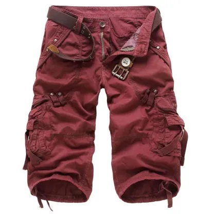 Men's Solid Color Multi-pocket Cargo Shorts