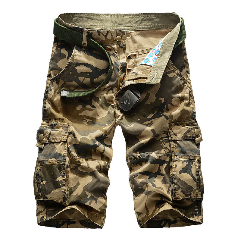 HomyJoy Casual Cotton Camo Multi-pocket Men Shorts