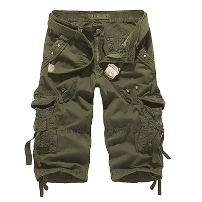 Men's Multi Pocket Plain Cargo Shorts