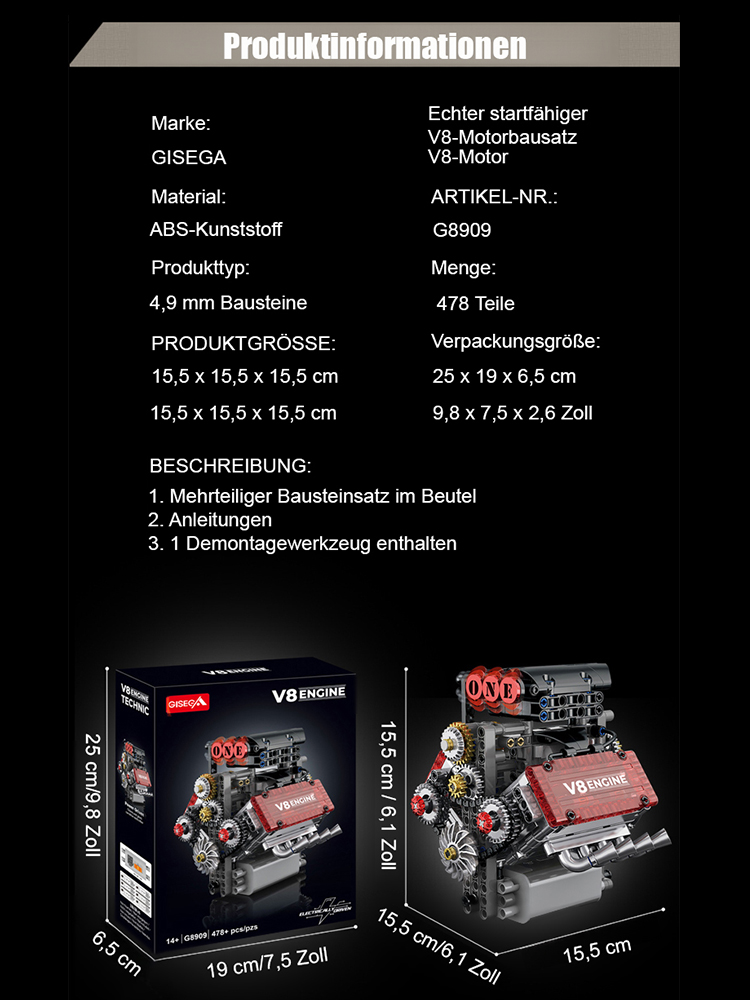 【Echtstartfähiges】Maschinentechnologie-V8-Motorantriebsgruppe