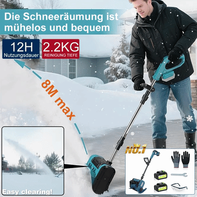 【100 m² geräumt in nur 3 Minuten!】Hochleistungs-Lithium-Schneefräse für den Hausgebrauch