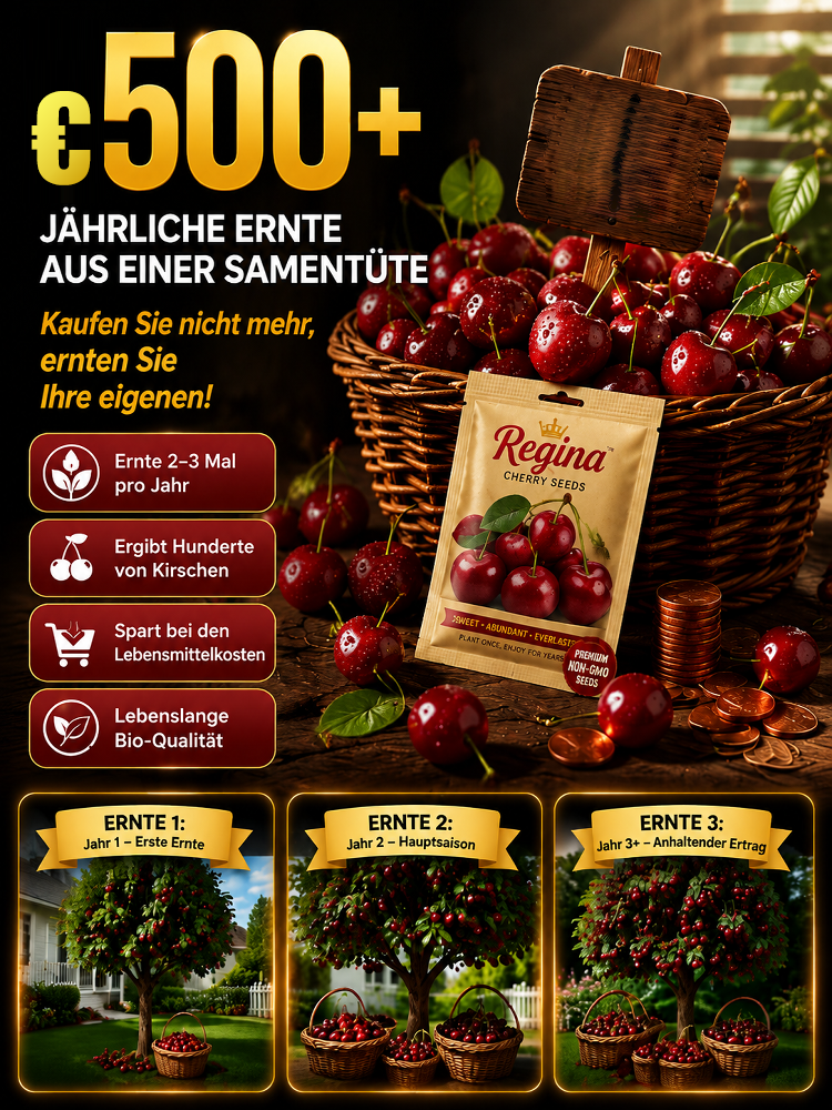 Chilenischer selbstbestäubender Kirschbaum‑Setzling – Winterhart, auch für Töpfe! Schon im Juli Früchte ernten