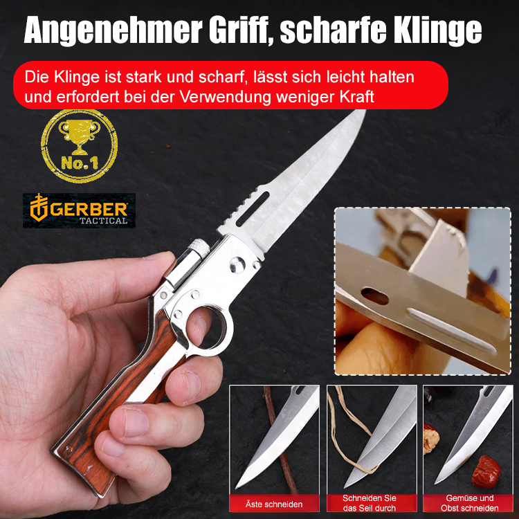 Multifunktionales Klappwerkzeug mit Holzgriff zur Selbstverteidigung