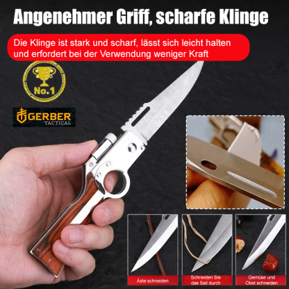 Multifunktionales Klappwerkzeug mit Holzgriff zur Selbstverteidigung