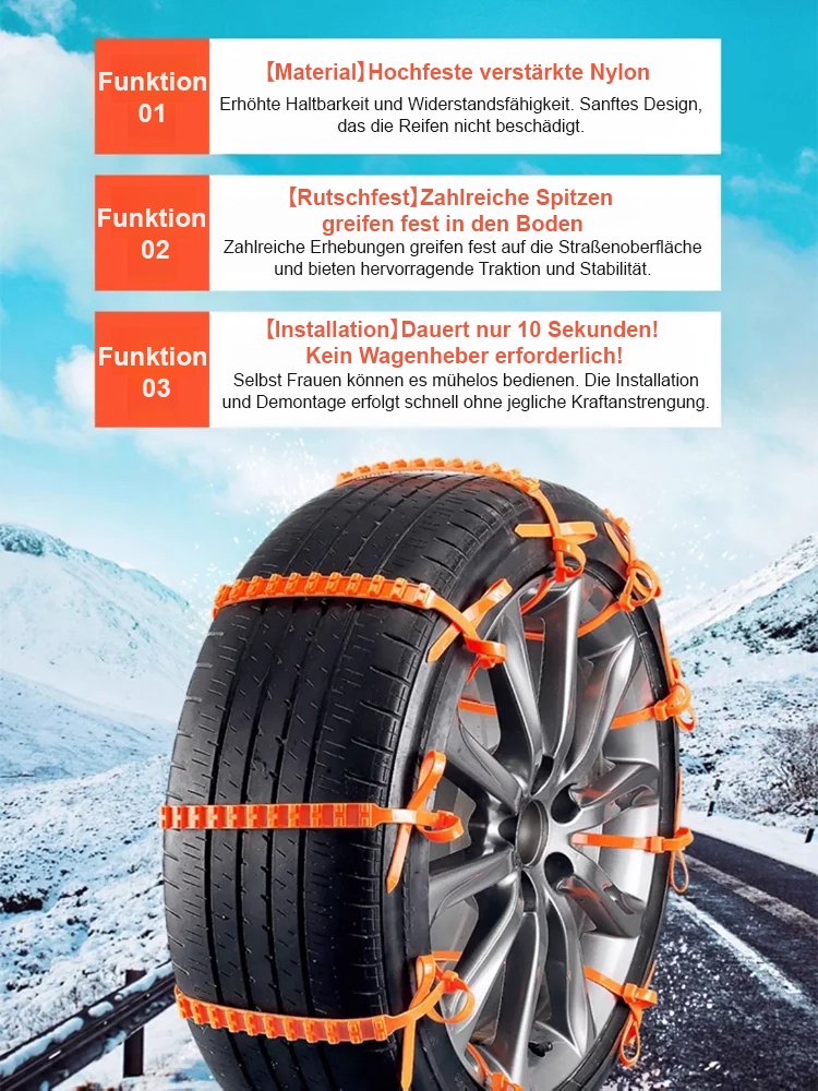 【Wiederverwendbar】Rutschfeste Nylon-Schneeketten, Halber Preis, begrenzte Stückzahl