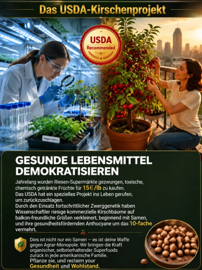Chilenischer selbstbestäubender Kirschbaum‑Setzling – Winterhart, auch für Töpfe! Schon im Juli Früchte ernten