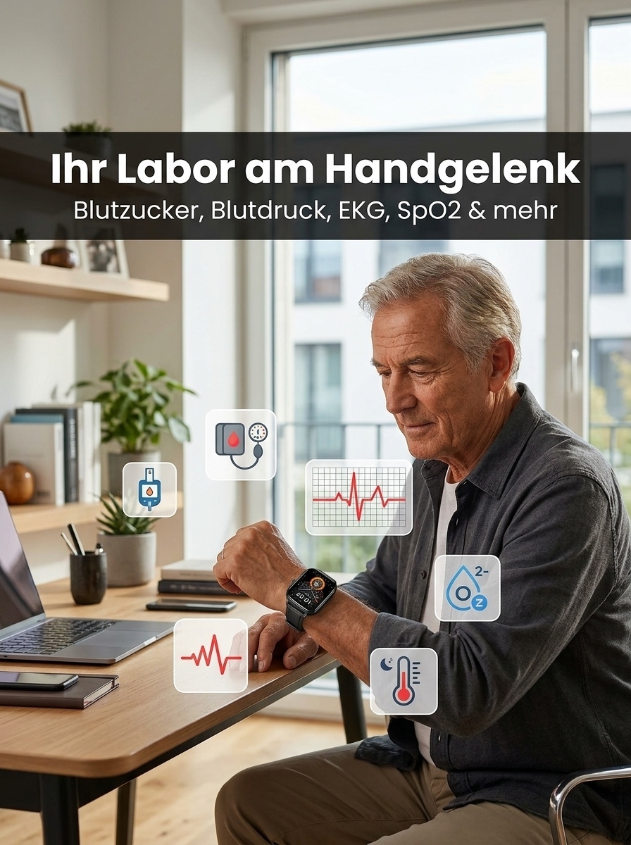 M9Pro – Präzise Blutzucker & Blutdruck Uhr Ohne Pieken