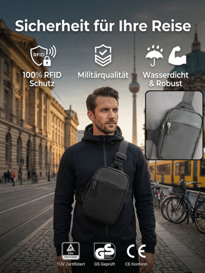 Wasserdichte, diebstahlsichere Brusttasche