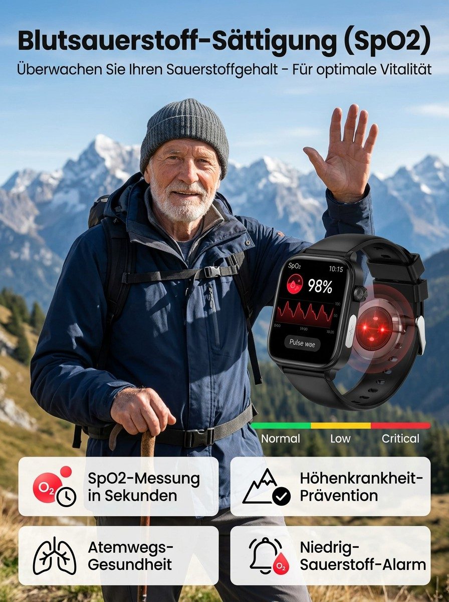 M9Pro – Präzise Blutzucker & Blutdruck Uhr Ohne Pieken