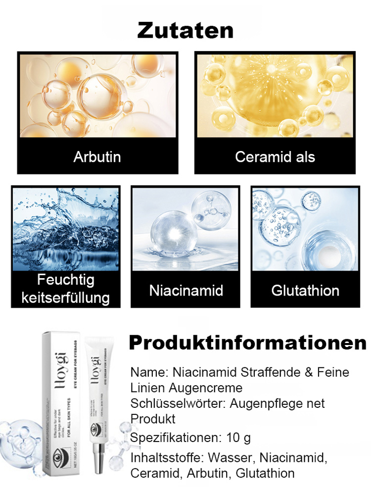 Nicotinamid streng Entsalzung feine Linien Augencreme