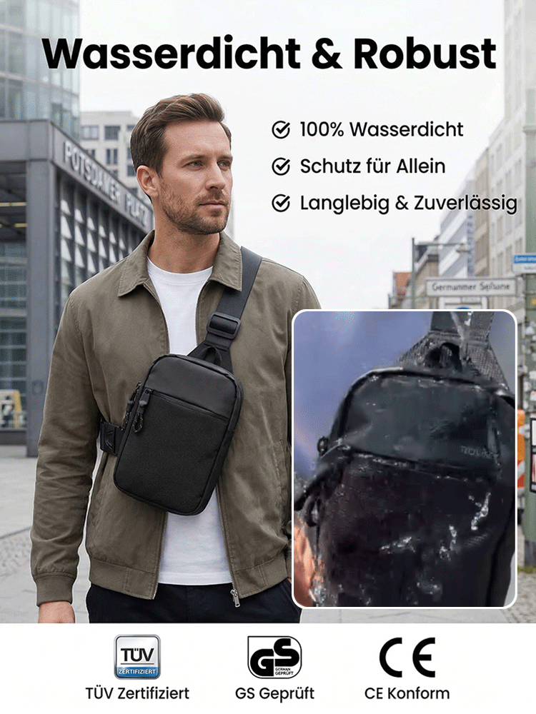 Wasserdichte, diebstahlsichere Brusttasche