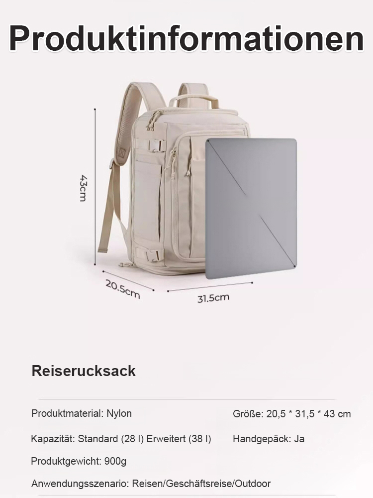 【Sie müssen Ihr Gepäck nicht einchecken oder beschädigen】Box Typ große Kapazität Rucksack