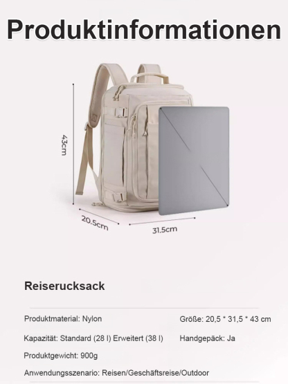 【Sie müssen Ihr Gepäck nicht einchecken oder beschädigen】Box Typ große Kapazität Rucksack
