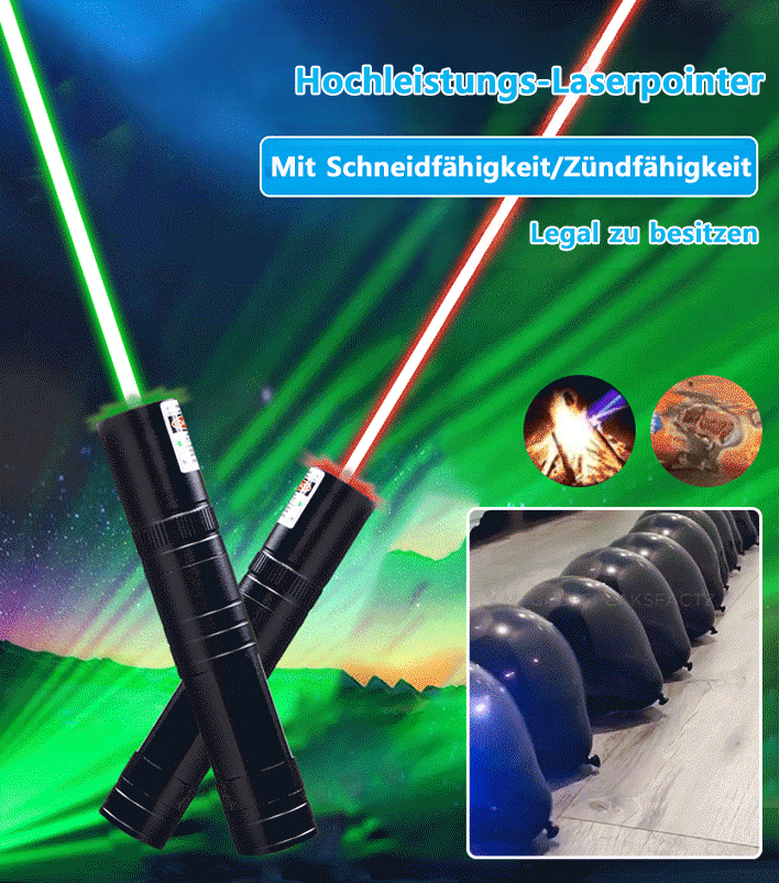 Rot-Grün Laserpointer | Extrem hell | Einzelpunkt | Sicher Klasse 2 | Spar-Set