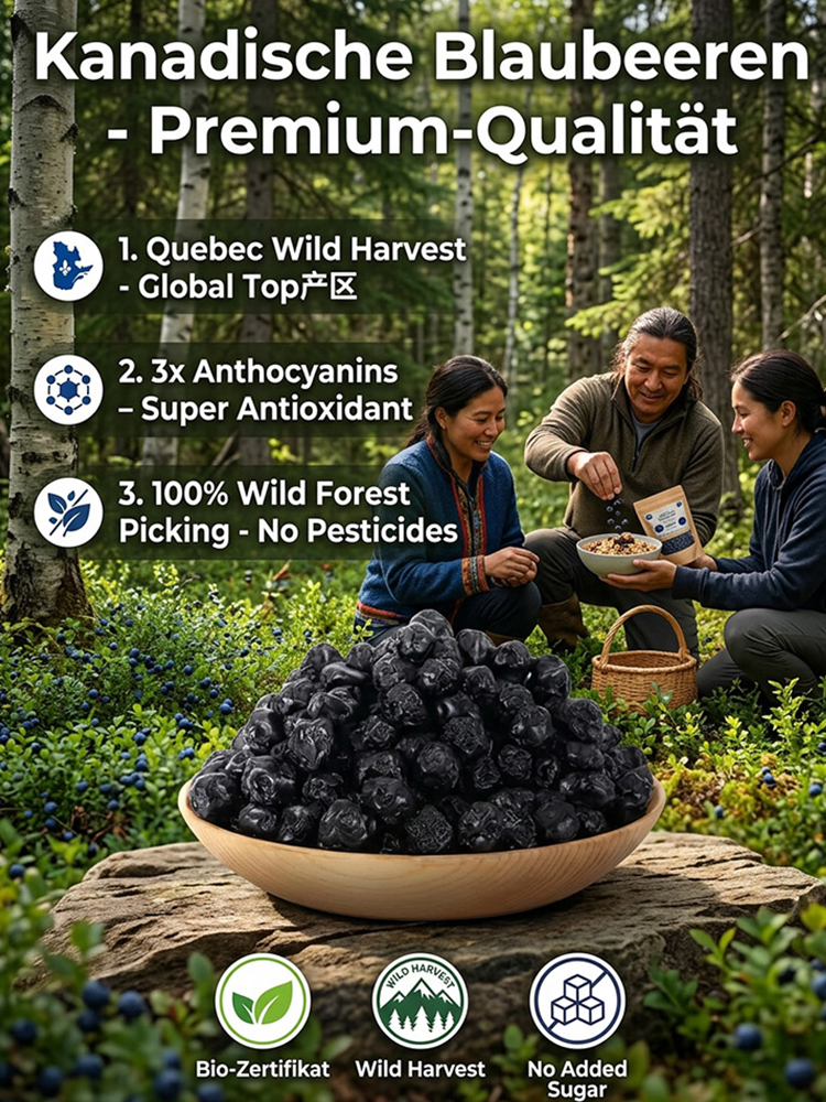 Getrocknete Blaubeeren | Natürlich aus dem Changbai-Gebirge – Reich an Antioxidantien für Herz & Wohlbefinden