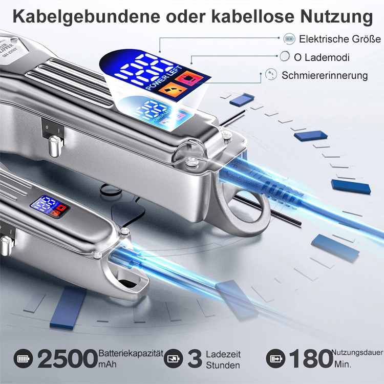 Ruckfreier Hochleistungs-Leiser Multifunktions-Haarschneider mit Digitaldisplay