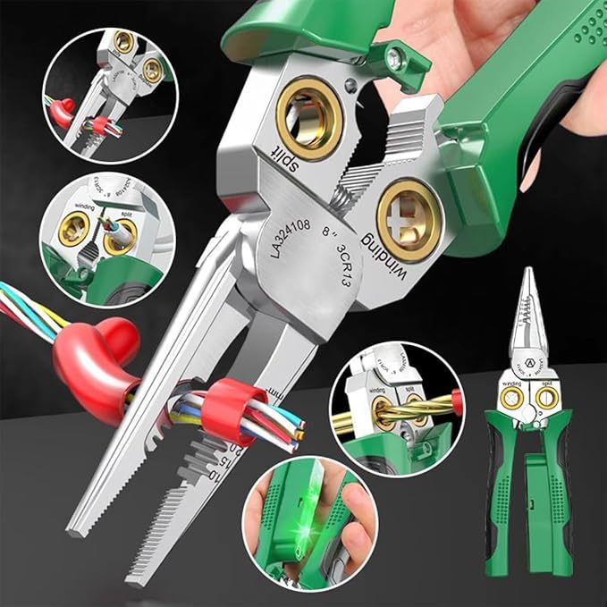 Multifunktionale Abisolierzange【vereint Spannungsprüfer, Schraubendreher und Abisolierzange in einem】