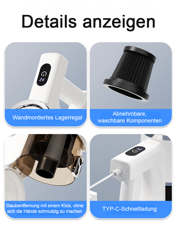 Kabelloser, leistungsstarker tragbarer Staubsauger