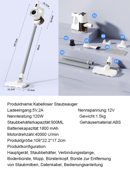 Kabelloser, leistungsstarker tragbarer Staubsauger